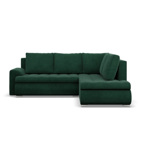 Narożnik z otomaną, prawy, BOSCO, sztruks, 230x200x89 cm, butelkowa zieleń