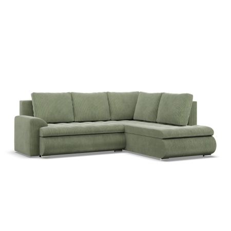 Narożnik z otomaną, prawy, BOSCO, sztruks, 230x200x89 cm, oliwkowy