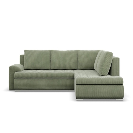 Narożnik z otomaną, prawy, BOSCO, sztruks, 230x200x89 cm, oliwkowy