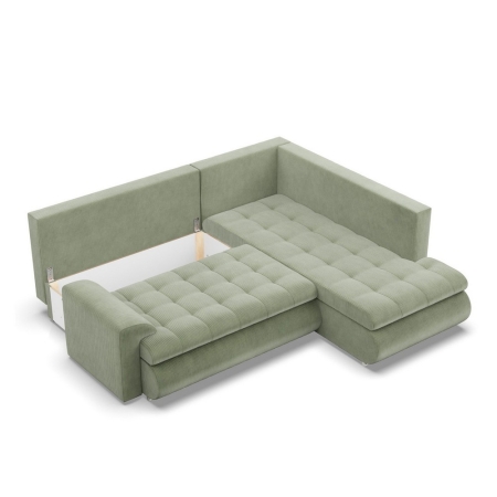 Narożnik z otomaną, prawy, BOSCO, sztruks, 230x200x89 cm, oliwkowy