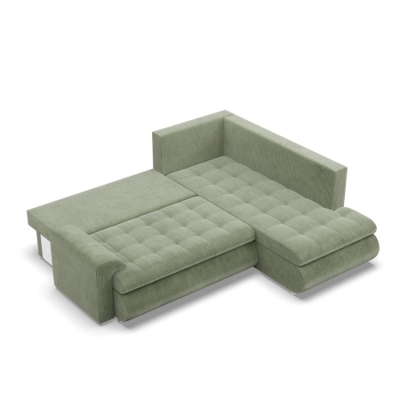 Narożnik z otomaną, prawy, BOSCO, sztruks, 230x200x89 cm, oliwkowy