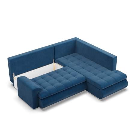 Narożnik z otomaną, prawy, BOSCO, sztruks, 230x200x89 cm, granatowy