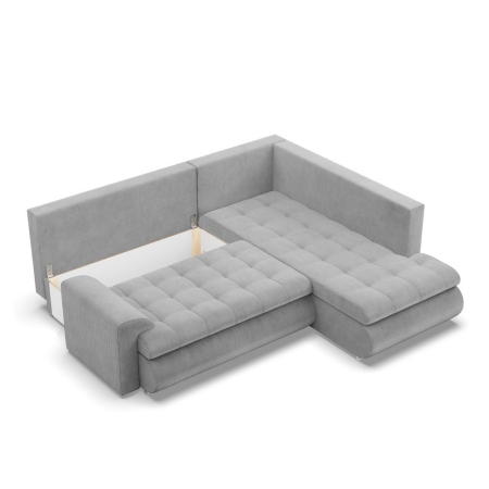 Narożnik z otomaną, prawy, BOSCO, sztruks, 230x200x89 cm, jasny szary