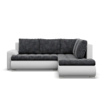 Narożnik z otomaną, prawy, BOSCO, ekoskóra, plecionka, 230x200x89 cm, biały, ciemny szary