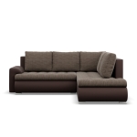 Narożnik z otomaną, prawy, BOSCO, ekoskóra, plecionka, 230x200x89 cm, brąz