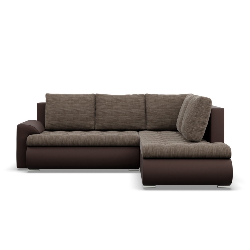 Przejdź do produktu Narożnik z otomaną, prawy, BOSCO, ekoskóra, plecionka, 230x200x89 cm, brąz