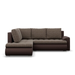 Narożnik z otomaną, lewy, BOSCO, ekoskóra, plecionka, 230x200x89 cm, brąz