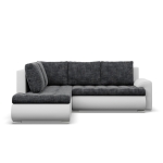 Narożnik z otomaną, lewy, BOSCO, ekoskóra, plecionka, 230x200x89 cm, biały, ciemny szary