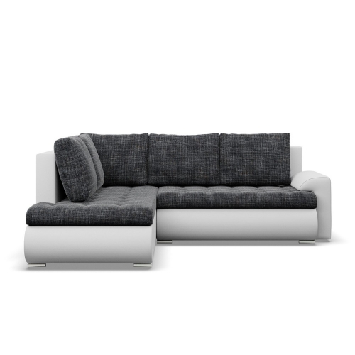 Przejdź do produktu Narożnik z otomaną, lewy, BOSCO, ekoskóra, plecionka, 230x200x89 cm, biały, ciemny szary