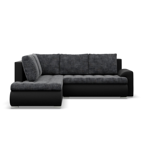 Przejdź do produktu Narożnik z otomaną, lewy, BOSCO, ekoskóra, plecionka, 230x200x89 cm, czarny, ciemny szary