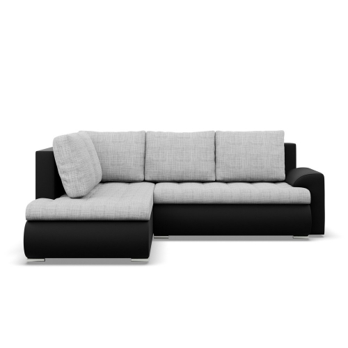 Przejdź do produktu Narożnik z otomaną, lewy, BOSCO, ekoskóra, plecionka, 230x200x89 cm, czarny, jasny szary