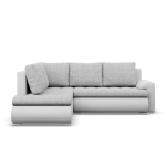 Narożnik z otomaną, lewy, BOSCO, ekoskóra, plecionka, 230x200x89 cm, biały, jasny szary