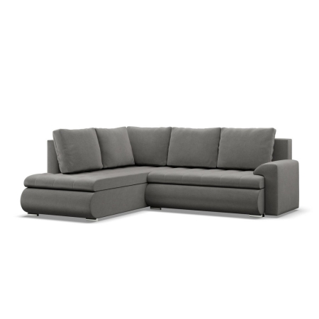Narożnik z otomaną, lewy, BOSCO, velvet, 230x200x89 cm, szary