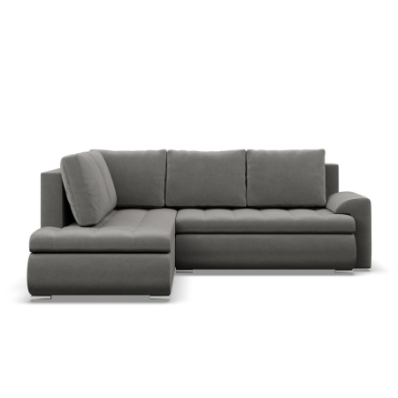 Narożnik z otomaną, lewy, BOSCO, velvet, 230x200x89 cm, szary