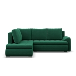 Narożnik z otomaną, lewy, BOSCO, velvet, 230x200x89 cm, butelkowa zieleń