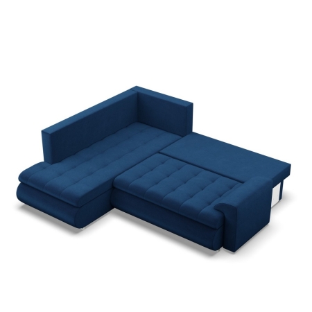 Narożnik z otomaną, lewy, BOSCO, velvet, 230x200x89 cm, granatowy