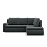 Narożnik z otomaną, prawy, BOSCO, velvet, 230x200x89 cm, ciemny szary