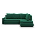 Narożnik z otomaną, prawy, BOSCO, velvet, 230x200x89 cm, butelkowa zieleń
