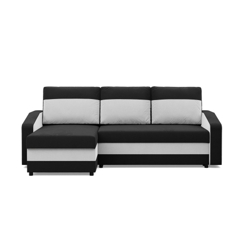 Przejdź do produktu Narożnik uniwersalny, mikrofaza, AURELO, 231x140x92 cm, czarny, biały