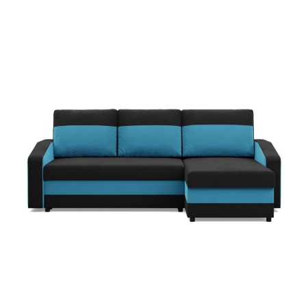 Narożnik uniwersalny, mikrofaza, AURELO, 231x140x92 cm, czarny, niebieski