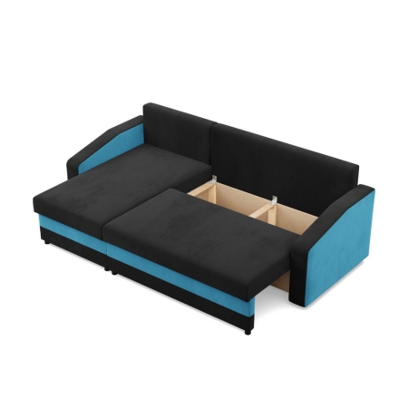 Narożnik uniwersalny, mikrofaza, AURELO, 231x140x92 cm, czarny, niebieski