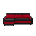 Narożnik uniwersalny, mikrofaza, AURELO, 231x140x92 cm, czarny, czerwony