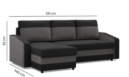 Narożnik uniwersalny, mikrofaza, AURELO, 231x140x92 cm, czarny, czerwony