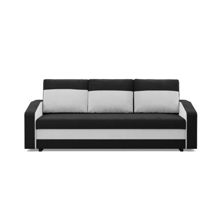 Kanapa z funkcją spania, mikrofaza, AURELO, 220x92x92 cm, czarny, biały