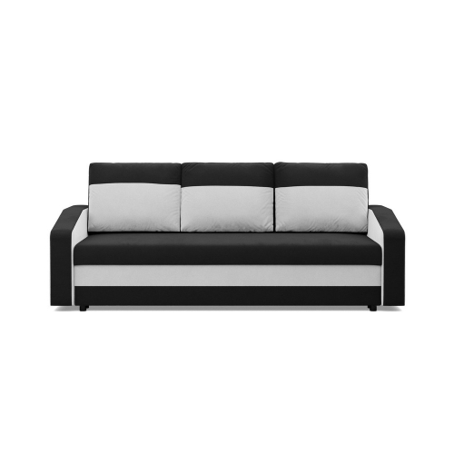 Przejdź do produktu Kanapa z funkcją spania, mikrofaza, AURELO, 220x92x92 cm, czarny, biały