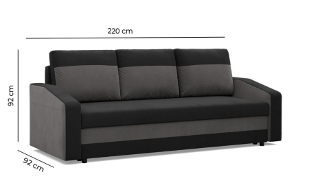 Kanapa z funkcją spania, mikrofaza, AURELO, 220x92x92 cm, brąz