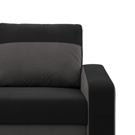 Kanapa z funkcją spania, mikrofaza, AURELO, 220x92x92 cm, czarny, szary