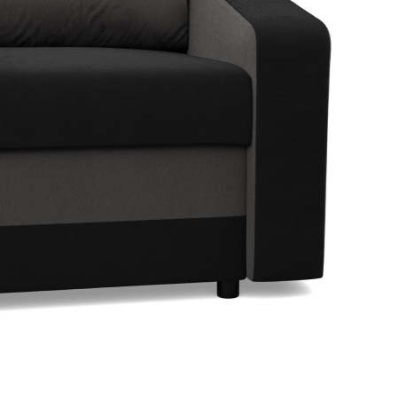 Kanapa z funkcją spania, mikrofaza, AURELO, 220x92x92 cm, czarny, szary