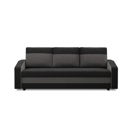 Kanapa z funkcją spania, mikrofaza, AURELO, 220x92x92 cm, czarny, szary