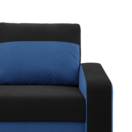 Kanapa z funkcją spania, mikrofaza, AURELO, 220x92x92 cm, czarny, granatowy