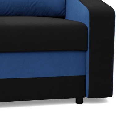 Kanapa z funkcją spania, mikrofaza, AURELO, 220x92x92 cm, czarny, granatowy