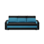 Kanapa z funkcją spania, mikrofaza, AURELO, 220x92x92 cm, czarny, niebieski