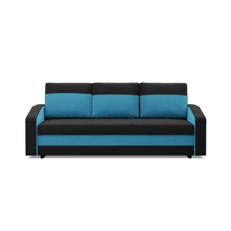 Kanapa z funkcją spania, mikrofaza, AURELO, 220x92x92 cm, czarny, niebieski