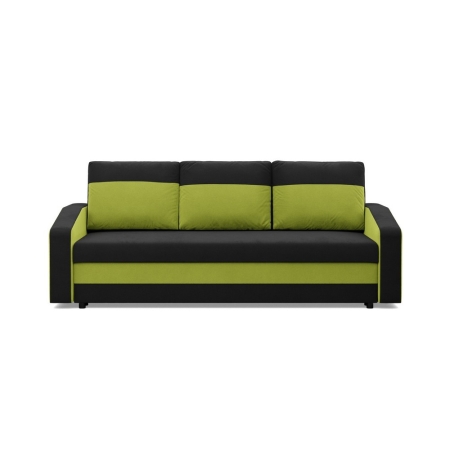 Kanapa z funkcją spania, mikrofaza, AURELO, 220x92x92 cm, czarny, zielony