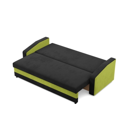 Kanapa z funkcją spania, mikrofaza, AURELO, 220x92x92 cm, czarny, zielony
