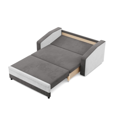 Sofa rozkładana, mikrofaza, AURELO, 148x87x90 cm, szary, biały