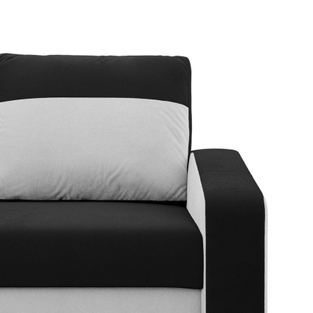 Sofa rozkładana, mikrofaza, AURELO, 148x87x90 cm, czarny, biały