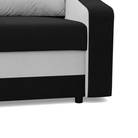Sofa rozkładana, mikrofaza, AURELO, 148x87x90 cm, czarny, biały