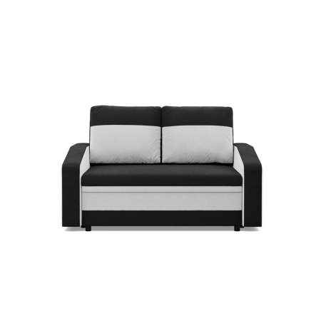 Sofa rozkładana, mikrofaza, AURELO, 148x87x90 cm, czarny, biały
