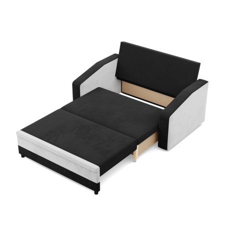 Sofa rozkładana, mikrofaza, AURELO, 148x87x90 cm, czarny, biały