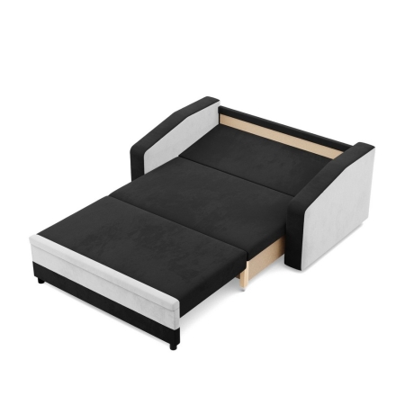 Sofa rozkładana, mikrofaza, AURELO, 148x87x90 cm, czarny, biały