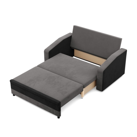 Sofa rozkładana, mikrofaza, AURELO, 148x87x90 cm, szary, czarny