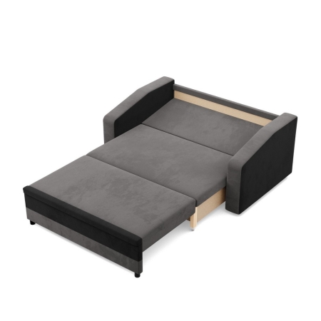 Sofa rozkładana, mikrofaza, AURELO, 148x87x90 cm, szary, czarny