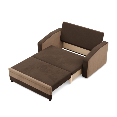Sofa rozkładana, mikrofaza, AURELO, 148x87x90 cm, brąz