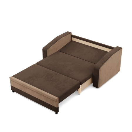 Sofa rozkładana, mikrofaza, AURELO, 148x87x90 cm, brąz