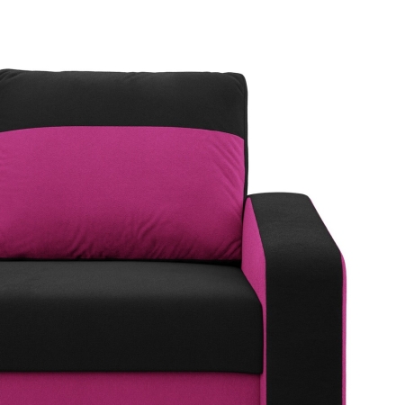 Sofa rozkładana, mikrofaza, AURELO, 148x87x90 cm, czarny, różowy